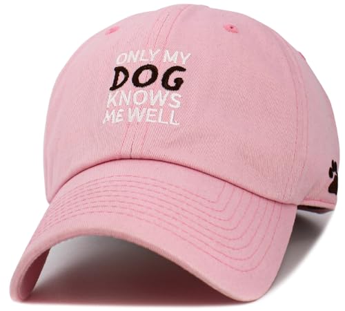 Image of KBETHOS Dog Cat Mom Dad Theme Womens Baseball Cap Distressed Vintage Unconstructed Embroidered Patch Hat