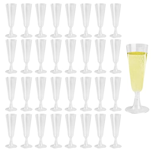 XiangJunly 36 calici da champagne in plastica riutilizzabili, bicchieri da prosecco, 160 ml, bicchieri da vino trasparenti per matrimoni, feste di compleanno, picnic