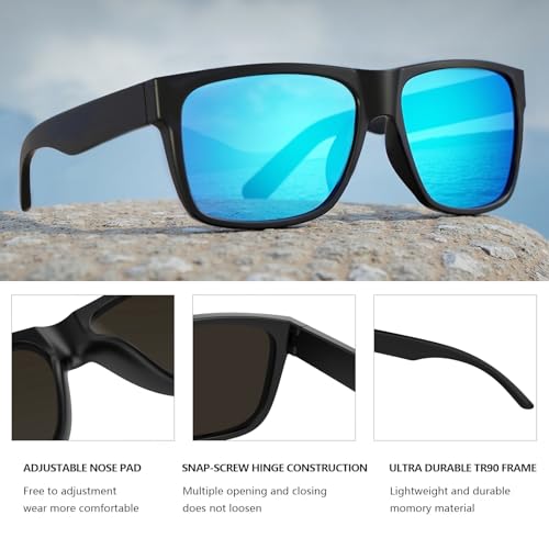 Image of WISTON XL Z87 Sunglasses for Men Women UV400 Protection Lightweight TR90 Frame Square Shades for Driving Fishing Z8246