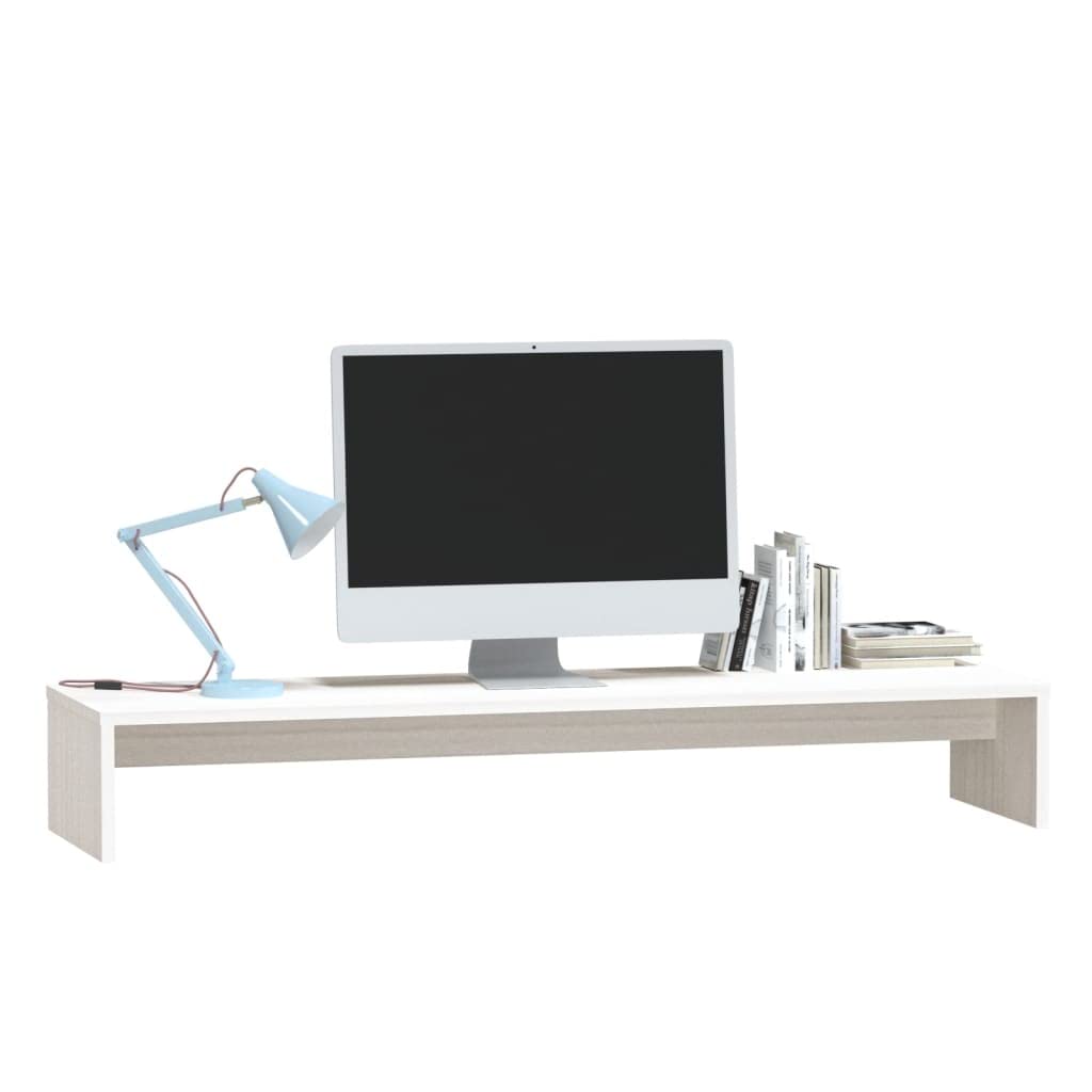 Supporto per Monitor,Supporto per computer tavolo consolle tv Mobile portaoggetti Adatto a soggiorno, camera da letto, studio, salotto Bianco 100x27x15 cm Legno Massello di Pino