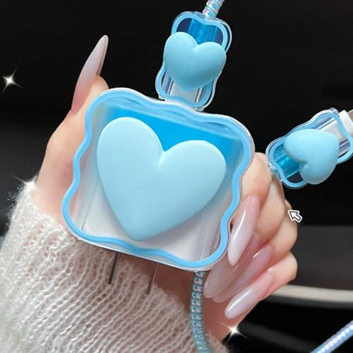 Protector de cargador para que no se rompa el cable de datos USB de iPhone 13 14 azul 2