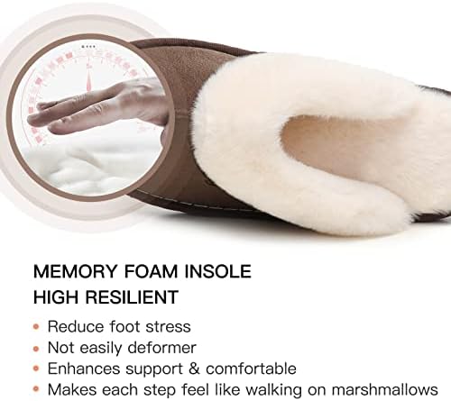 MUCAOL Women's Fuzzy House Slippers Cozy Memory Foam Warm Plush Slipper Bedroom Ladies Outdoor Indoor Shoes With Faux Fur Lining Brown10.5-11 | Image 3