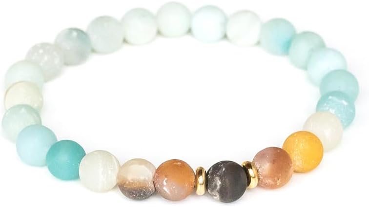 Love & Grace Handmade Stone Beaded Bracelets - 8mm Beads with Durable Elastic Stretch Wristbands, Vibrating Good Energy, Blessing, Grounding, Power, for Men and Women