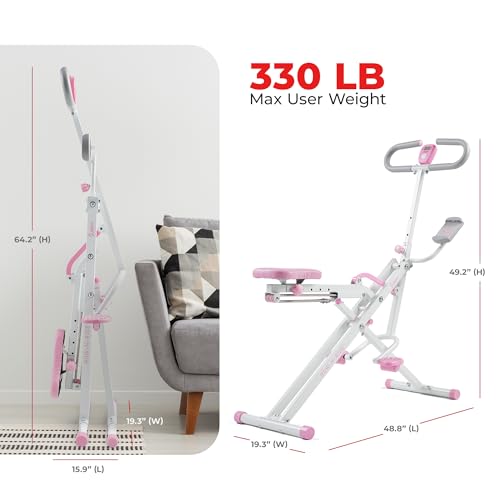 Image of Sunny Health & Fitness Smart Upright Row-N-Ride Trainer w /Adjustable Resistance & 330LB Weight Capacity, Foldable Home Exercise Equipment for Arm, Glute & Leg Training, Free SunnyFit App Connection