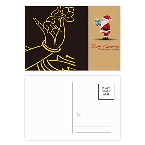 Cartes postales bouddhistes lotus et Père Noël pour éviter les vœux banals