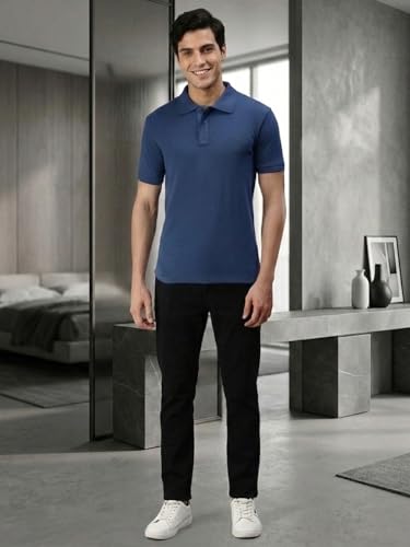 Image of Lux Cozi Men's Cotton Solid Polo Tshirt | Collar Tshirts | Half Sleeves | Stylish & Premium All Day Wear | Pack of 1