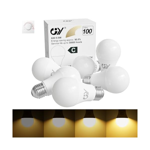 GY E27 LED Dimmbar Glühbirne, 9,5W 1521 Lumen Lampe, 100W Halogen Leuchtmittel ersetzt, Dimmbare Energiesparlampen, 3 stück