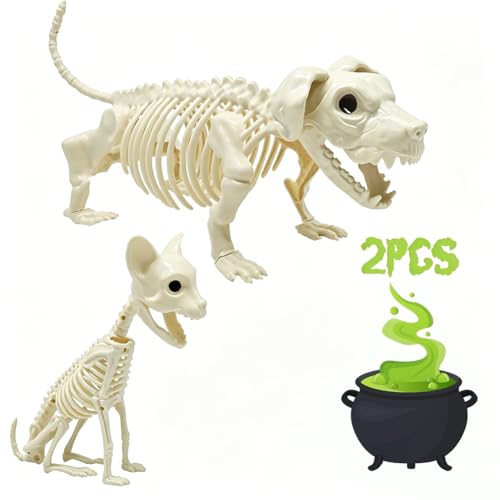 UMEELR Halloween Animal Skeletons, Cats and Dogs Pose-N-Stay Plastic Skeletons for Yard Garden Lawn Patio Halloween Party Favors Decor by UMEELR - Used condition - US$19.93