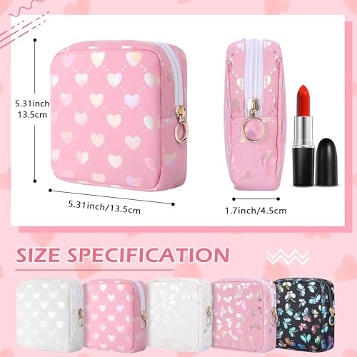 Image of Likesing Period Bag Pouch, Leather Sanitary Napkin Storage Bag for Girls Womens, Portable Sanitary Napkin Period Pad Pouch Bag for Purse, Small Make Up Bags(Pink LOVE)