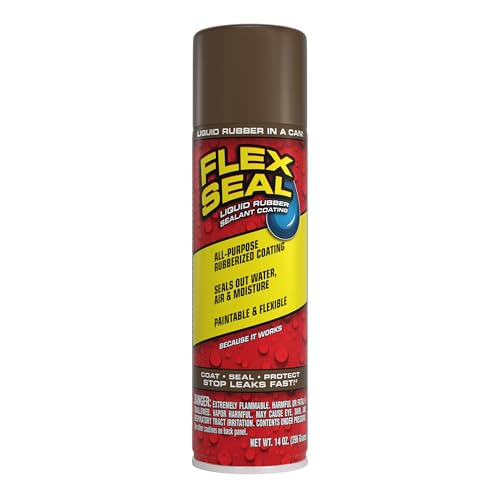 Image of Flex Seal, 14 oz, Brown, Stop Leaks Instantly, Waterproof Rubber Spray On Sealant Coating, Perfect for Gutters, Wood, RV, Campers, Roof Repair, Skylights, Windows, and More