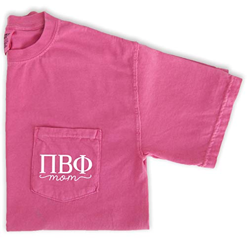 Go Greek Chic Pi Beta Phi Mom Shirt - Sorority Pocket Tee - Merch for Women (X-Large) Pink