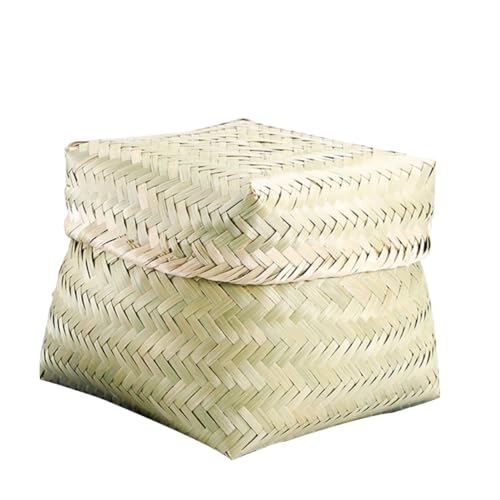 NAMOARLY 1pc Bread Box Rattan Storage Basket Seagrass Basket Storage Baskets Food Storage Basket Rectangular Storage Basket Woven Craft Basket Weave Basket Wooden Light Green