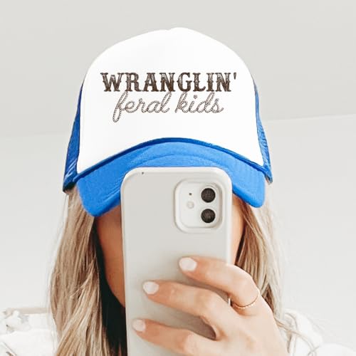 Image of Olive Loves Apple Wranglin' Feral Kids Trucker Hat for Mom and Dad Funny Western Style Cap for Women and Men
