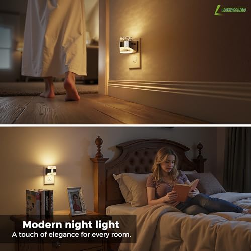 Image of L LOHAS LED Night Light, 2 Pack 3000K Bubble Night Lights Plug into Wall, Acrylic Night Lights with Light Sensor, Adjustable Brightness,Plug in Nightlights for Rooms Bathroom Hallway