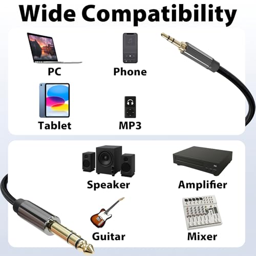 Cable de Audio Stereo Jack 3.5mm a 1/4 Braided 3.3ft miniatura 5