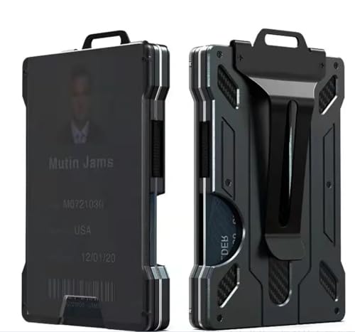 Wallet for men - minimalist wallet for men - Credit Card Holder For Men RFID Blocking - Credit Card Holder with Aluminum Money Clip- Metal wallet for men