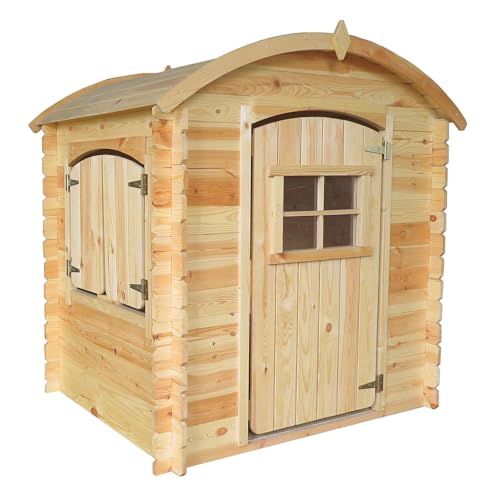 TIMBELA Maison en Bois pour Enfants sans Plancher- Maison de Jeux pour l'extérieur 112x146xH145cm/1.1m2 - Jardin Enfant - Maison d'été extérieure M505-1