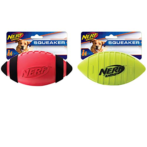 Nerf Dog Rubber Football Dog Toy with Squeaker, Lightweight, Durable and Water Resistant