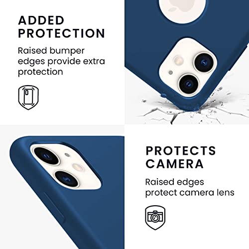 Image of VONZEE Microfiber Logo Cut Compatible for iPhone 11 Case Liquid Silicone Cases Non-Slip Full Body 4 Layer Protectives Shockproof Back with High Raised Camera Lips Blue
