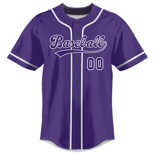 Purple Custom Baseball Jersey Customized Make Your Own Jerseys Personalized Name & Number Uniform for Men/Women miniatura 3