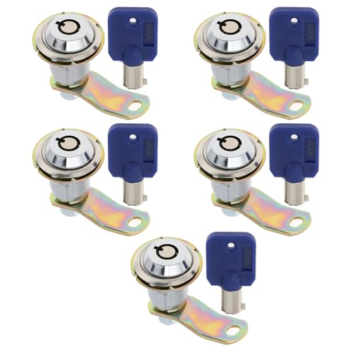 LT Easiyl 5 Pcs Serrures à Came 27 Mm de Long avec Clé pour Portes en Bois Armoires Flippers 22,5 X 19 X 11,3 Mm