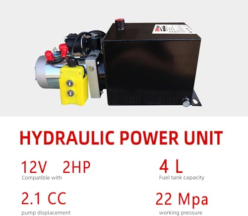 Image of Single Acting Hydraulic Pump 4 Quart Hydraulic Power Units 12V DC Hydraulic Pump SAE#6 Connector for Dump Trailer Car Lifting