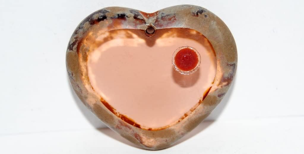 2 pcs Table Cut Heart Beads Pendant, P Transparent Pink 43400 (P 70130 43400), Glass, Czech Republic, Size 29 x 24 mm (1.14 x 0.94 in)