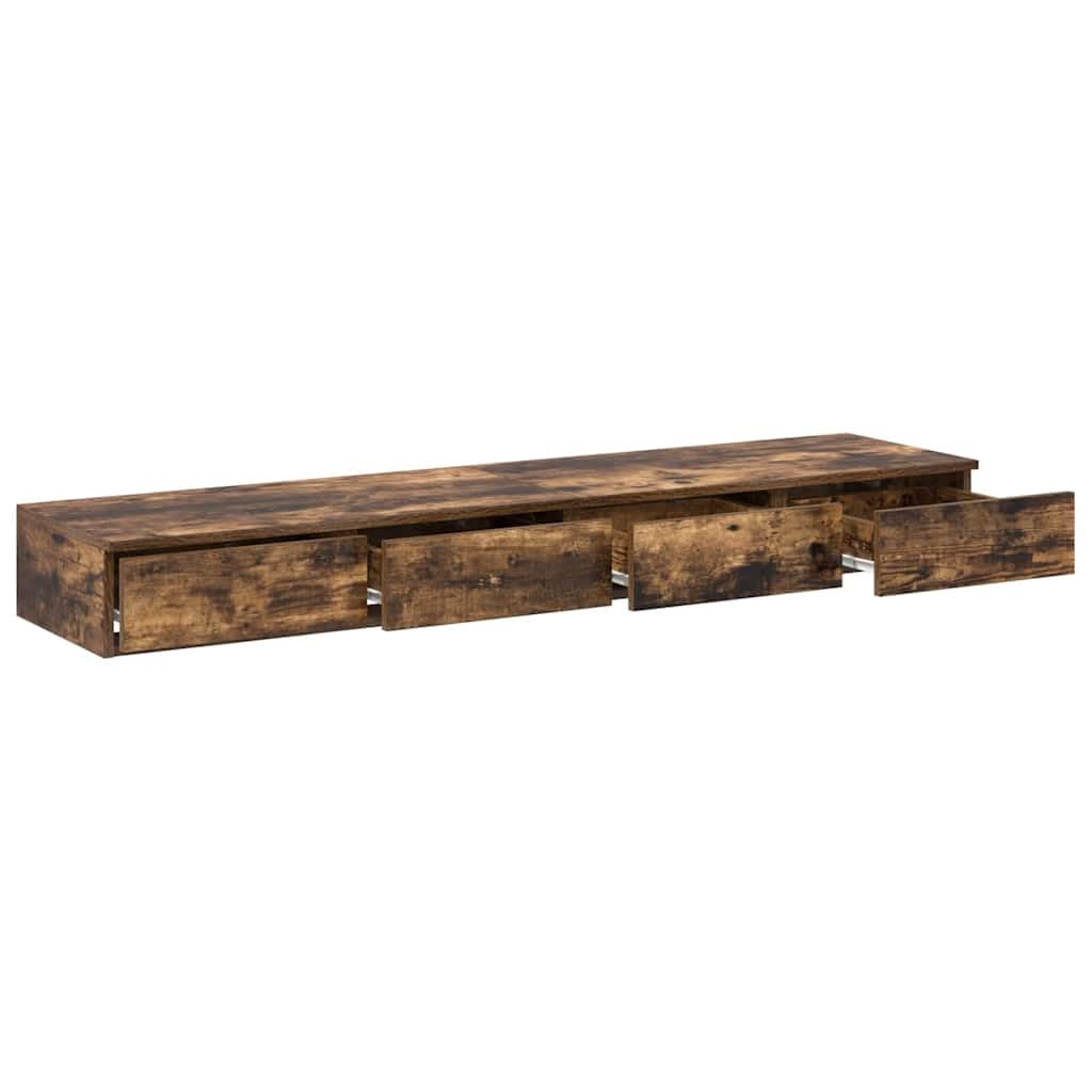 Cassetti da letto in rovere affumicato, 160 x 36,5 x 16,5 cm, 4 cassetti push-to-open, comodino durevole per camera da letto, proprietari di case moderne