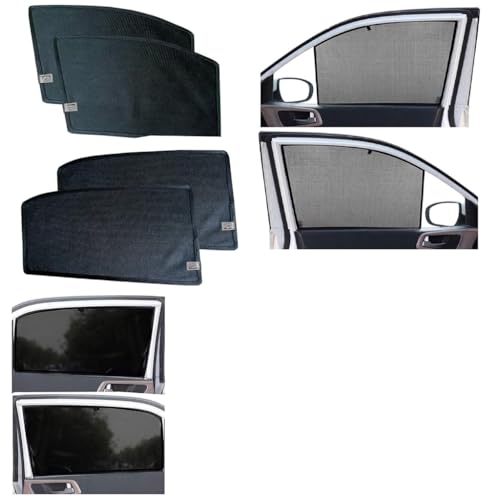 Image of WolkomHome Car Accessories Fix Curtain Window Shades - Half Curtains Sunshade for XUV 3XO EV | Premium Heat Protection & UV Ray Blocker | Magnetic Fit Mesh Side Window Screen