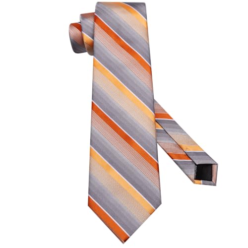Image of Hi-Tie Men Silk Ties Set with Flower Lapel Pin Necktie Pocket Square Cufflinks for Tuxedo Wedding Business