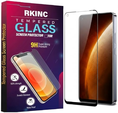 Image of RKINC Tempered Glass for Realme Narzo 50 4G, Realme 7I, 8I, Oppo A55, Oppo A54 and Oppo A53 (6.6 Inch) Military Grade Gorilla Screen Guard Protector | With Installation Kit | Edge to Edge Coverage | Black