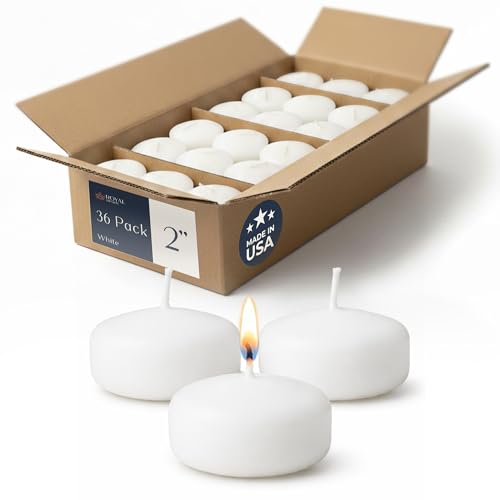 Image of Floating Candles 2 inch White, Unscented Dripless Wax Discs | Made in USA Long Burning Floating Candles for Centerpieces 8-10 Hour Burn Time, Weddings, Parties, Home Decor & Holidays - Royal Imports