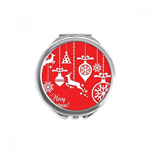 Espejo de bolsillo de Navidad portátil con diseño de reno para maquillaje diario