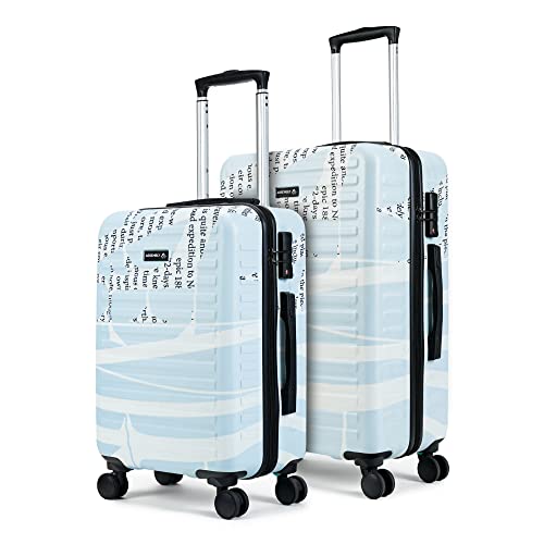 Image of Assembly Polycarbnate Cabin Trolley Bag (55 cms) & Medium Check in Suitcase for Travel - Hard-Sided Printed Luggage Set of 2 (65 cms) with TSA Lock- Scripted
