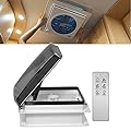 2012 Electric Air Max 14" Vent RV Roof Vent Reversible Exhuast Fan, Ultra Low Sound Level Permanent RV Air Ventilation Ceiling Fan 12V Remote with Rain Sensor, Semi-transparent UV-Proof Cover Lid