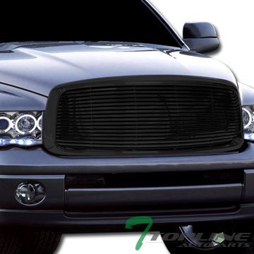 Black Horizontal Billet Front Hood Bumper Grill Grille Cover ABS 02-05 Dodge Ram