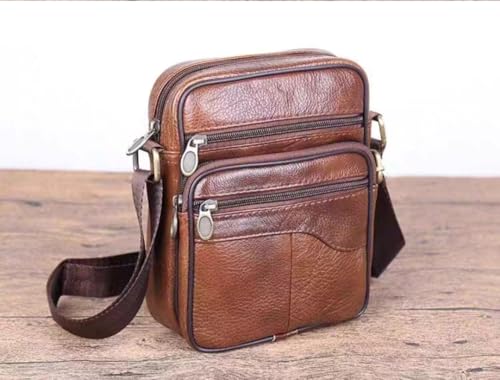 Genuine Leather Single Shoulder Messenger Bag,Reddish Brown3