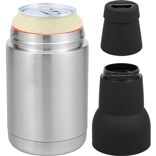 Regalos de cerveza para hombres, enfriador de botellas de cerveza y latas con abridor de cerveza, soporte delgado para...