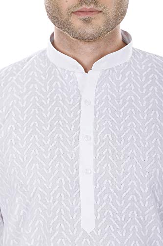 Image of LUCKWIN Men's Cotton chikankari Regular Fit Kurta Pyjama Set