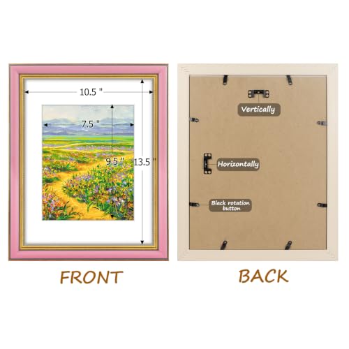 Image of Golden State Art,11x14 Ornate Picture Frame Holds 8x10 Photo,Pink Gold | Includes real glass front,white mat,build-in hangers and buttons.Displays 8x10 photo on wall