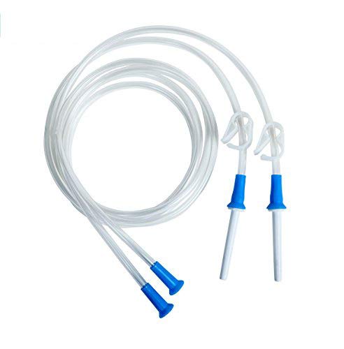 HealthAndYoga(TM) Replacement Enema Tubing â€“ Super Economical, Hygienic, Medical Grade PVC - 1.5 Meter with Slide Clamp and Nozzle - Compatible with Most Kits (2 Set)