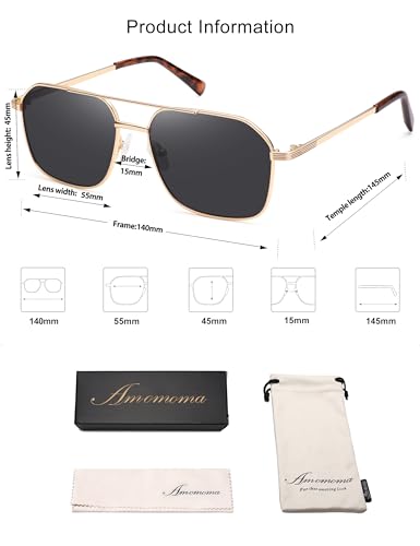 AMOMOMA Retro Oversized Square Aviator Sunglasses for Women Men, 2025 Fashion Vintage Trendy Large Aviator Sun glasses UV4004
