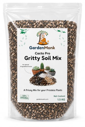 GardenMonk - NEW Cacto Pro | 75% Inorganic 25% Organic Gritty Succulent Potting Soil Mix - Loaded with Perlite, Cinder & More (1.5 KG)