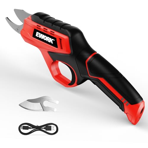 EWORK Cordless Electric Pruning Shears 4.2V Rechargeable 4000mAh Battery, 0.7