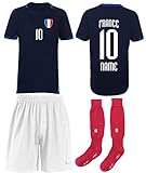nationshirt Frankreich Trikot Wunschname Und Wunschnummer Hose + Stutzen WM EM BR/NA (128)