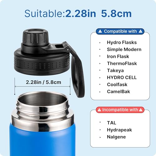 Image of Replacement Spout Lid for Hydro Flask Wide Mouth Bottles (12 /16 /18 /22 /32 /40 /64oz) - 2.28 inch Leak-Proof Sports Cap Accessory, Secure Fit