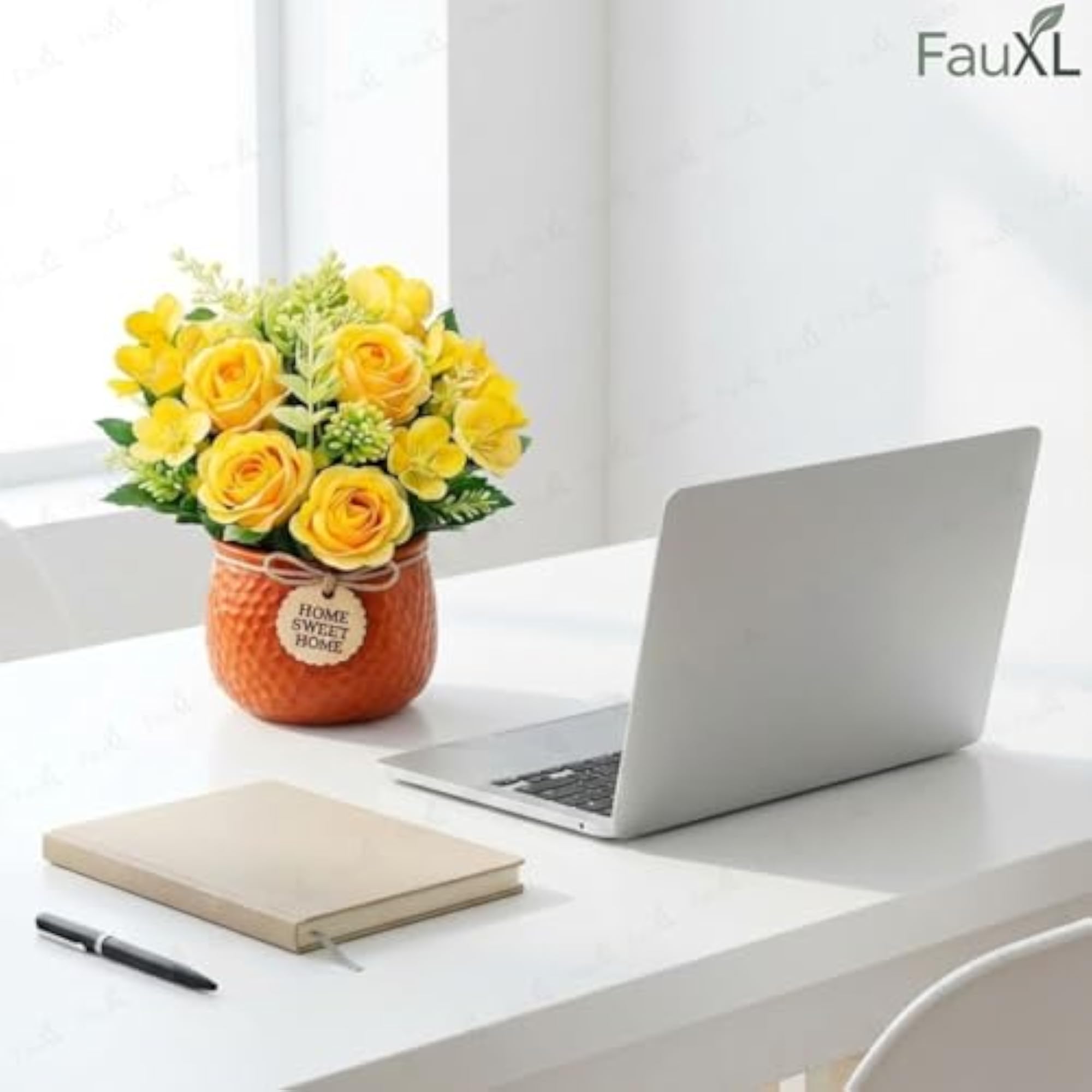 Artificial Rose Flower Bunch in Ceramic Pot