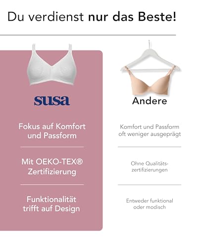Susa Baumwoll BH Damen ohne Bügel Topsy Plus I weiß I 95E – Ansicht 8