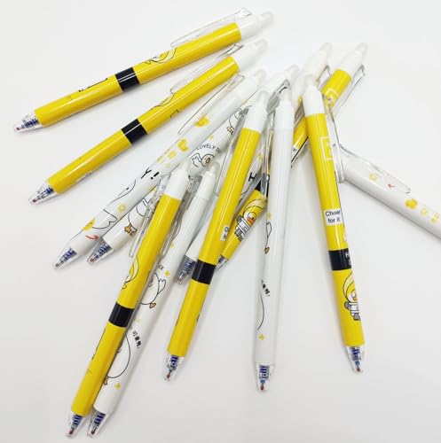 12 bolígrafos borrables de gel pato amarillo kawaii miniatura 6