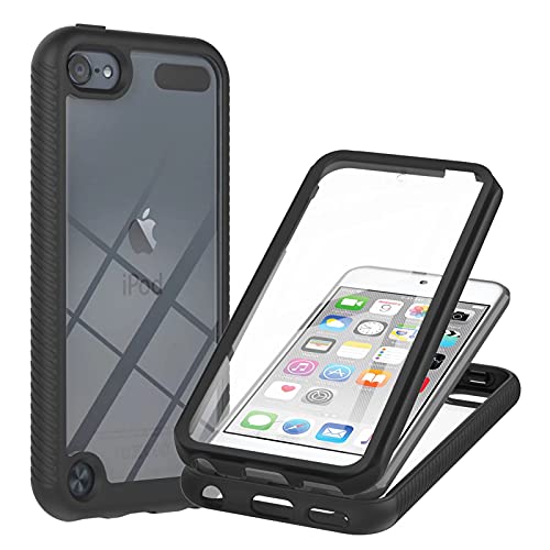 MUTOUREN iPod Touch 7 �P�[�X, iPod Touch 6 / Touch 5 �J�o�[ PET�ی�t�B�����t�� 360°�S�ʕی� �ϏՌ� �����Y�ی� �h�o �N���A ���菝�h�~ Qi�[�d�Ή� �g�уJ�o�[ ����/��
